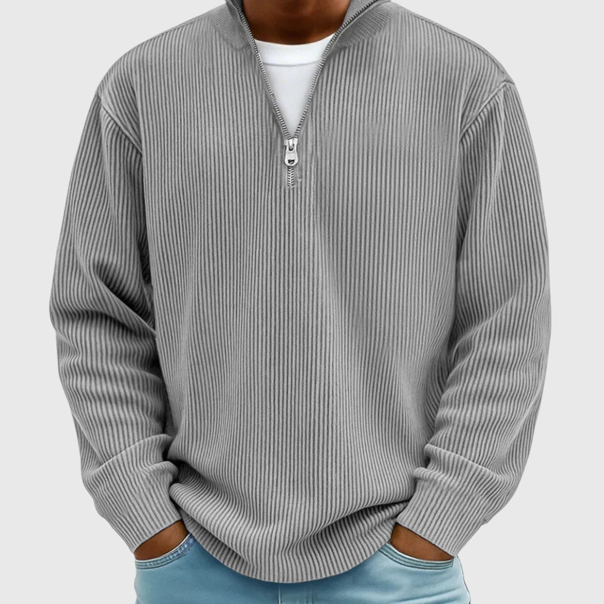 Aron | Zeitloser Pullover mit halbem Reißverschluss