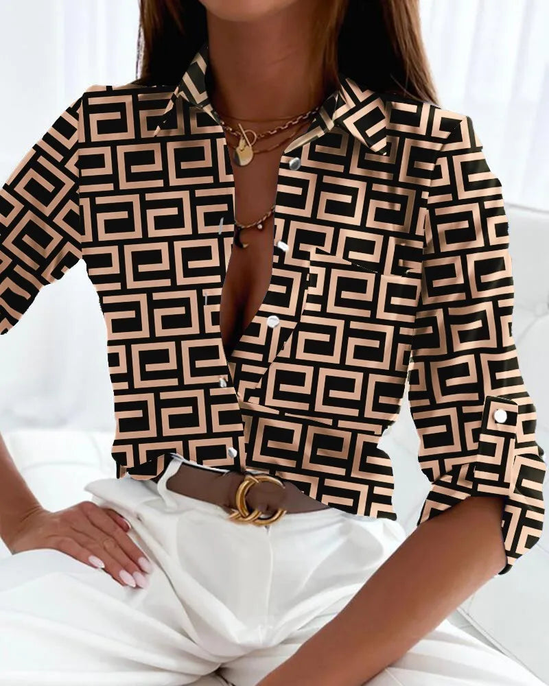 Amelia™ | Bluse mit abstraktem Druck und Knopfverschluss