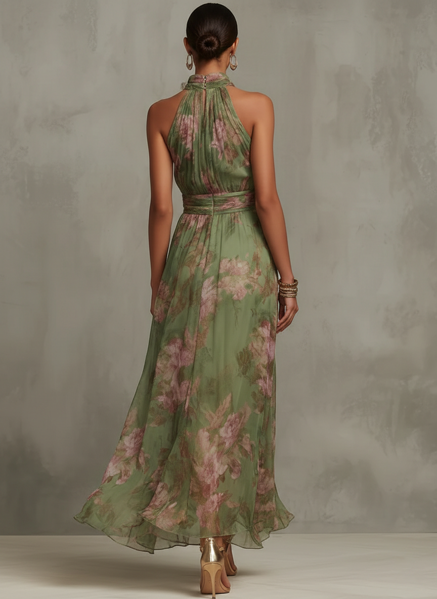 Livie | Maxikleid mit Blumenmuster und Halterneck