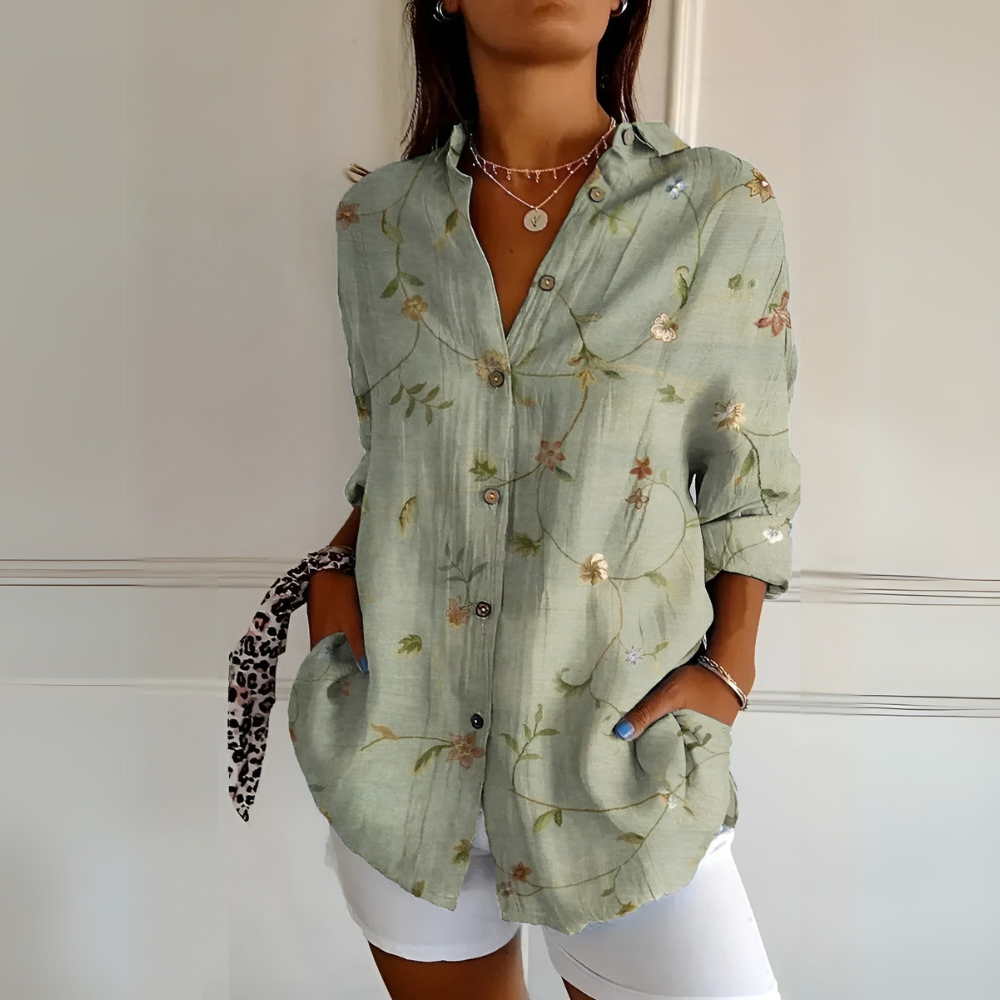 Mira™ | Damenbluse mit Blumenprint und Knopfverschluss